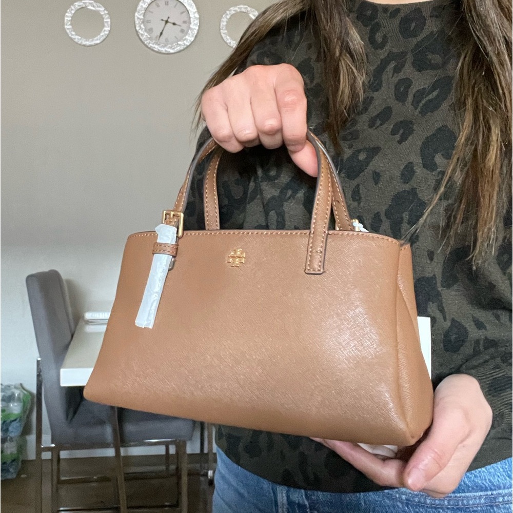New, tory burch Emerson mini tote crossbody bag in brwon - Picture 11 of 13